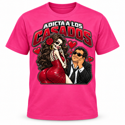 Playera rosa Adicta a los Casados - mockup
