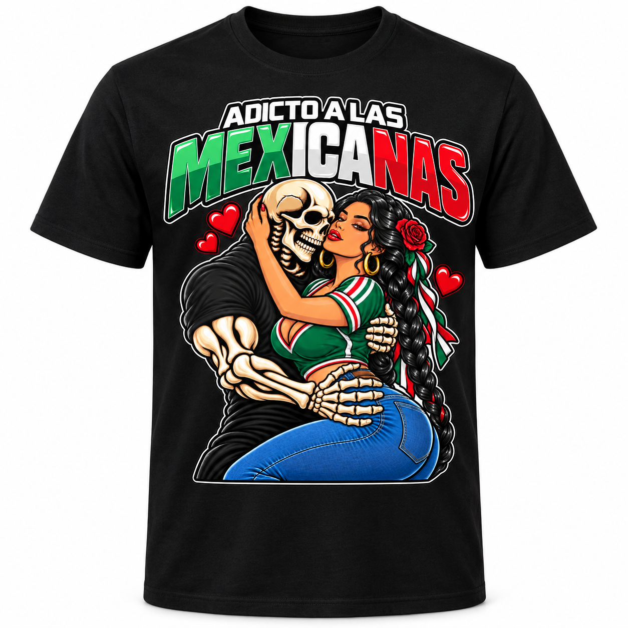 Adicto a las Mexicanas black T-shirt mockup