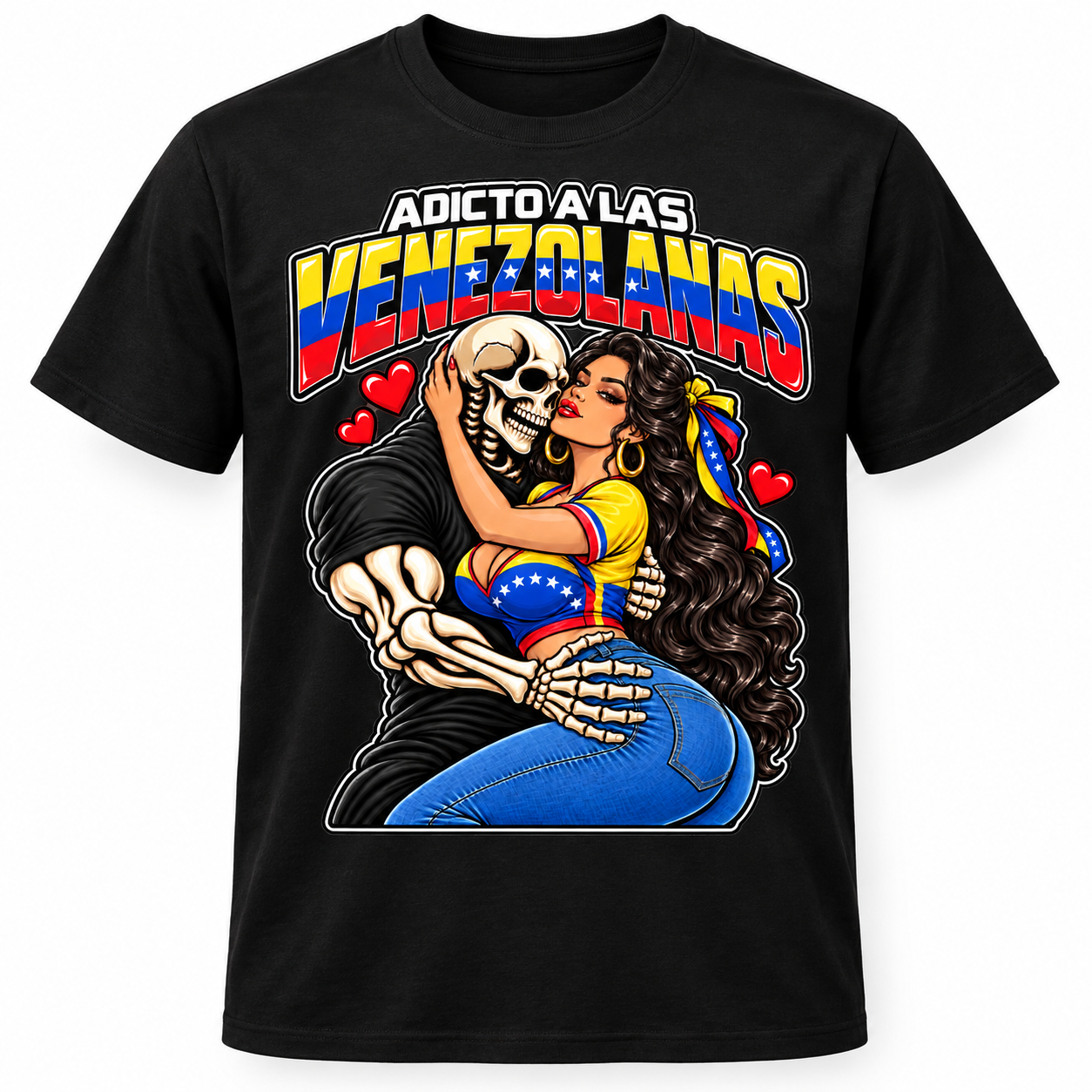 Adicto a las Venezolanas black T-shirt mockup